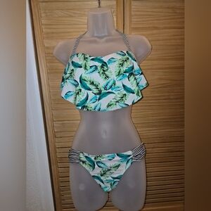Hot Water Green Leaf Print Bikini
